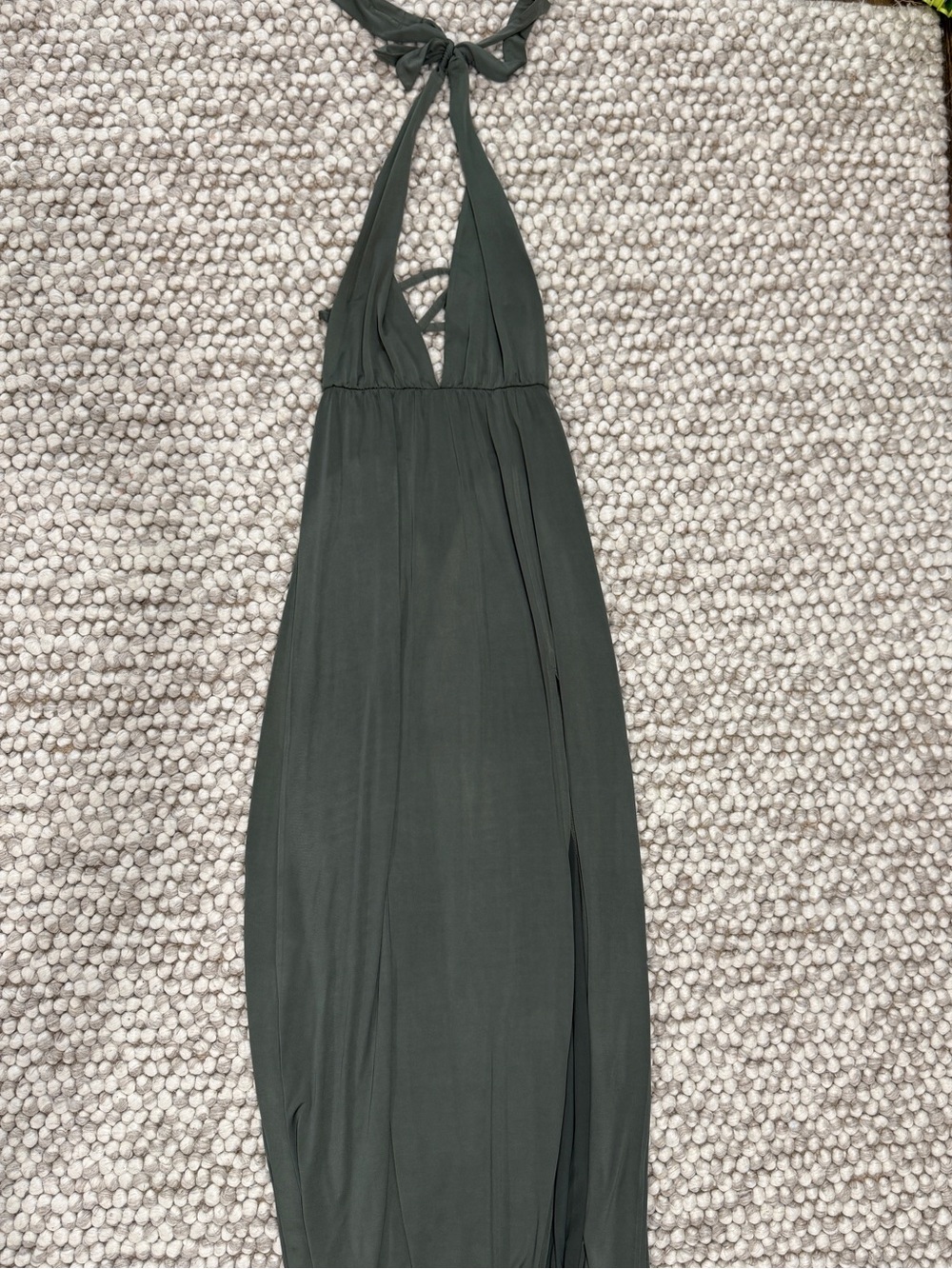 Lulus Halter Maxi Dress in Olive Green